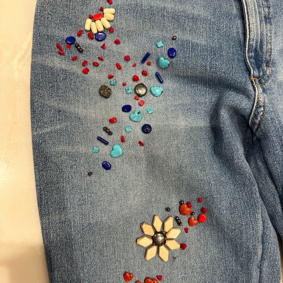 Beautiful beaded vintage Blumarine Luxury bootcut jeans.  Size 42 - Picture 5 of 14